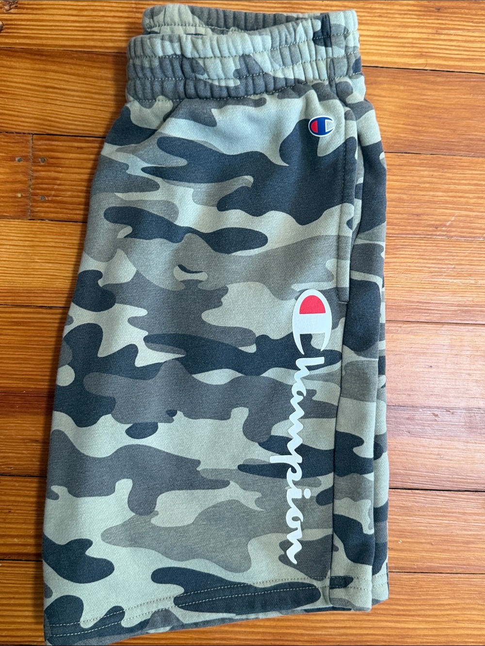 Champion Kids Camo Shorts in Olive and Dark Green